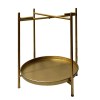 Gold Metal Round End Table, 2-Tier, Iron, 20"H