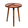 Acacia Wood Round End Table, 18 Inch, 3 Sections