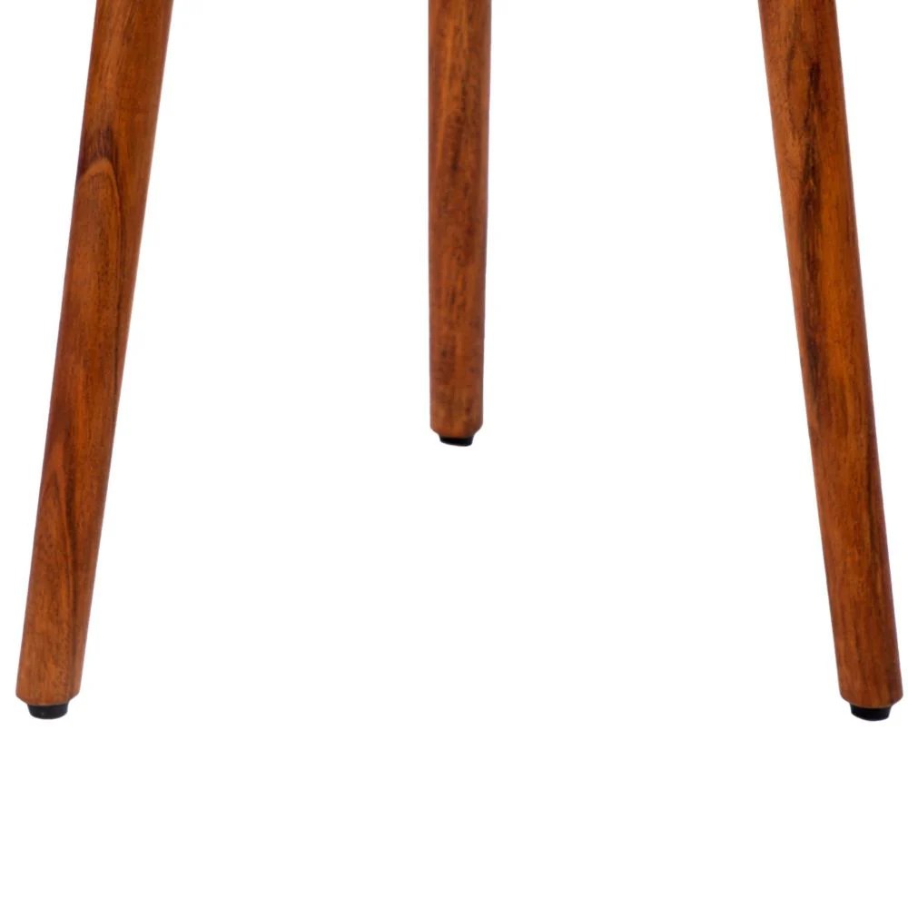 Acacia Wood Round End Table, 18 Inch, 3 Sections