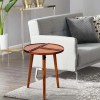 Acacia Wood Round End Table, 18 Inch, 3 Sections