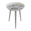 Industrial Round Metal Side Table, White Gold, 20 Inch