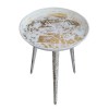 Industrial Round Metal Side Table, White Gold, 20 Inch