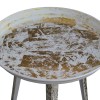Industrial Round Metal Side Table, White Gold, 20 Inch