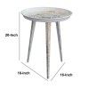 Industrial Round Metal Side Table, White Gold, 20 Inch