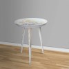 Industrial Round Metal Side Table, White Gold, 20 Inch