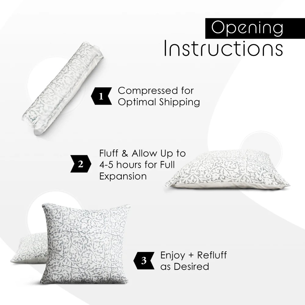 Cotton Throw Pillows, Black White, Set of 2, 18x18