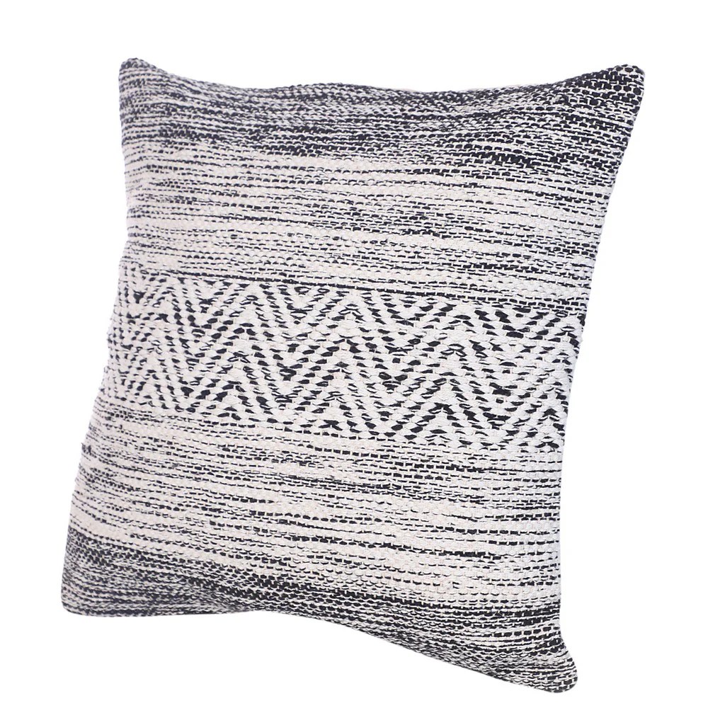 Cotton Throw Pillows, Black White, Set of 2, 18x18