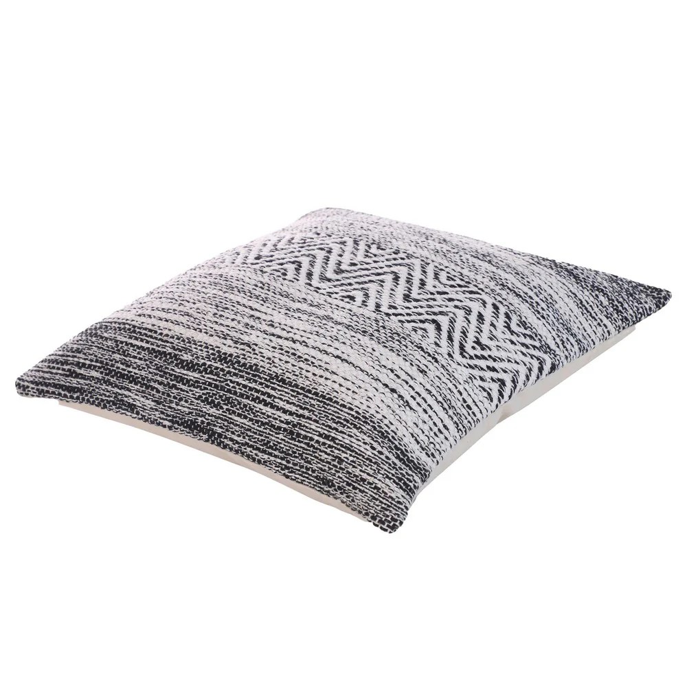 Cotton Throw Pillows, Black White, Set of 2, 18x18
