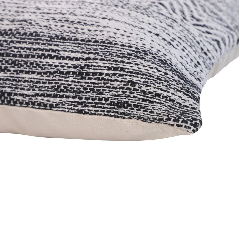 Cotton Throw Pillows, Black White, Set of 2, 18x18