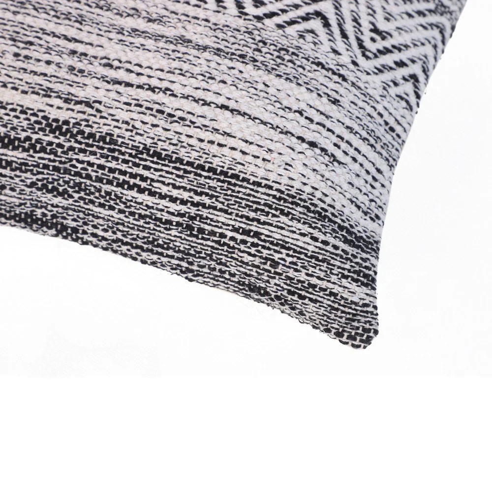 Cotton Throw Pillows, Black White, Set of 2, 18x18