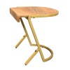 Mango Wood C-End Table, Gold Iron Frame, 17 Inch
