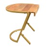 Mango Wood C-End Table, Gold Iron Frame, 17 Inch