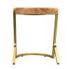 Mango Wood C-End Table, Gold Iron Frame, 17 Inch