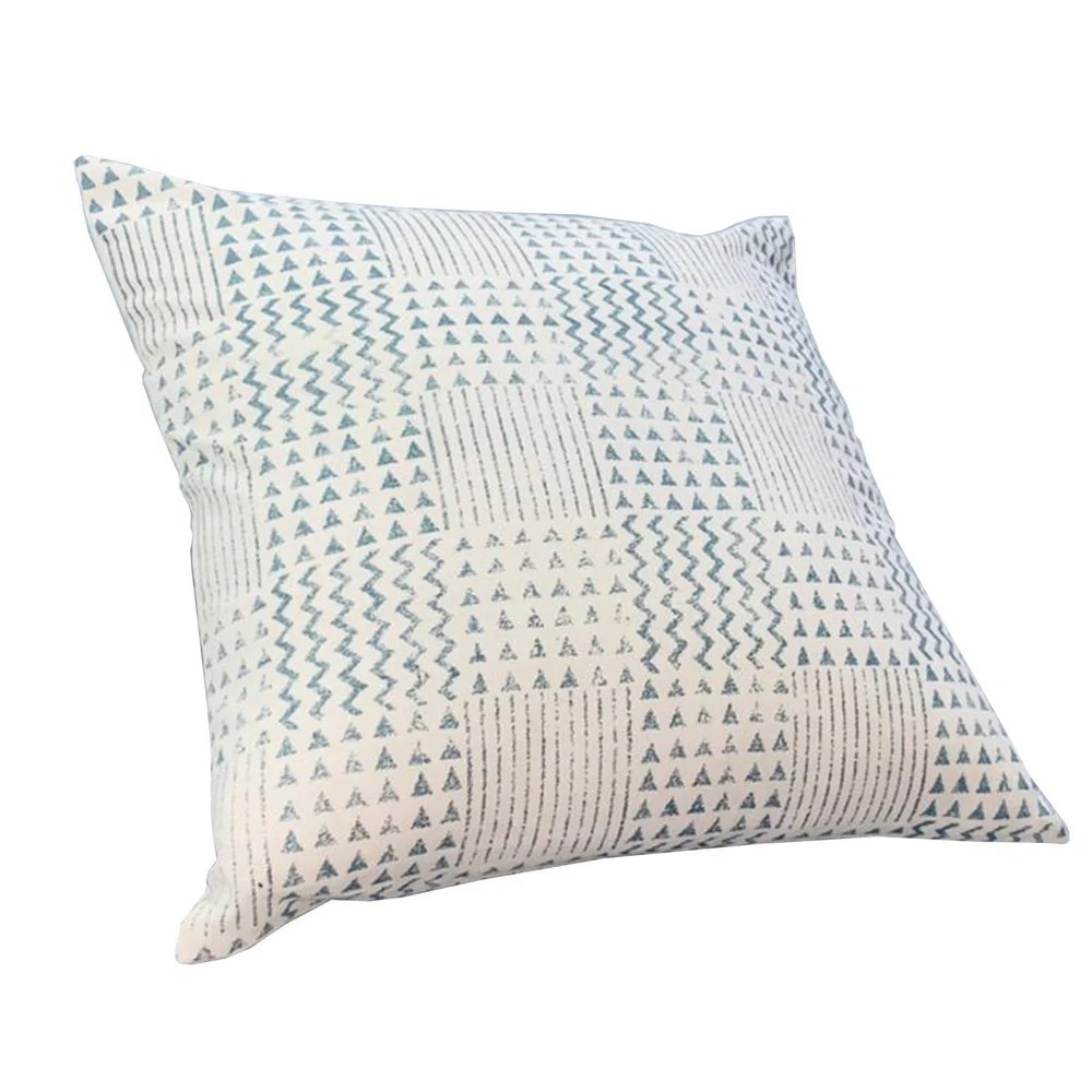 Aztec Throw Pillows, 18x18, Cotton, Blue White, Set of 2