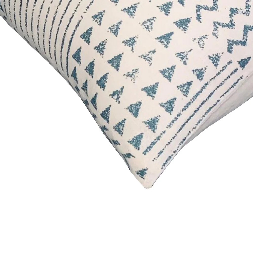 Aztec Throw Pillows, 18x18, Cotton, Blue White, Set of 2