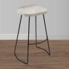 Industrial Bar Stool, Mango Wood, Whitewashed, Black Metal