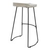 Industrial Bar Stool, Mango Wood, Whitewashed, Black Metal