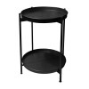 Foldable Black Iron Side Table with Tray, 15 Inch