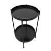 Foldable Black Iron Side Table with Tray, 15 Inch