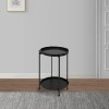 Foldable Black Iron Side Table with Tray, 15 Inch