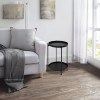 Foldable Black Iron Side Table with Tray, 15 Inch