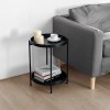 Foldable Black Iron Side Table with Tray, 15 Inch