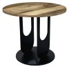 Mango Wood End Table, Round, Black Legs, 22 Inch