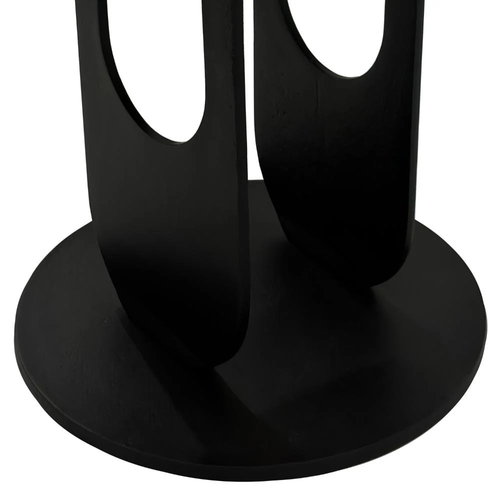 Mango Wood End Table, Round, Black Legs, 22 Inch