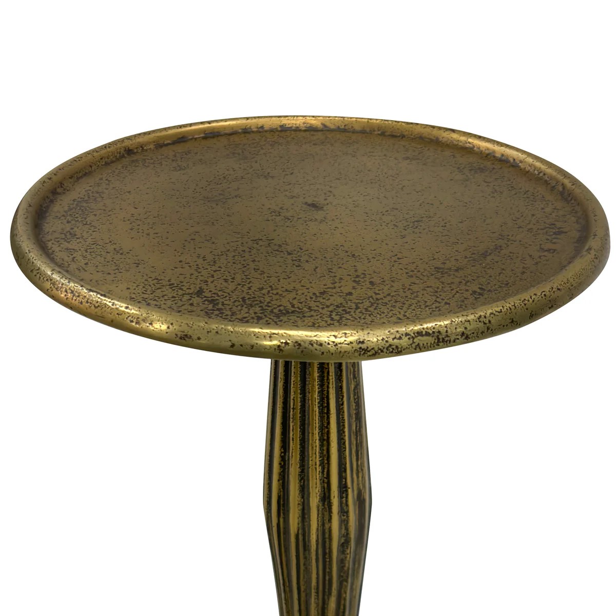 Antique Brass Side Table, Round, Fluted, Aluminum