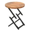 Modern Round Wood Side Table, Black Iron Legs, 23"