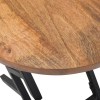 Modern Round Wood Side Table, Black Iron Legs, 23"
