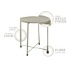 Beige Foldable Round End Table, Metal Tray Top, Iron Frame
