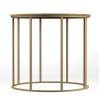 19" Round Mango Wood Side Table, Brass Frame