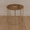 19" Round Mango Wood Side Table, Brass Frame