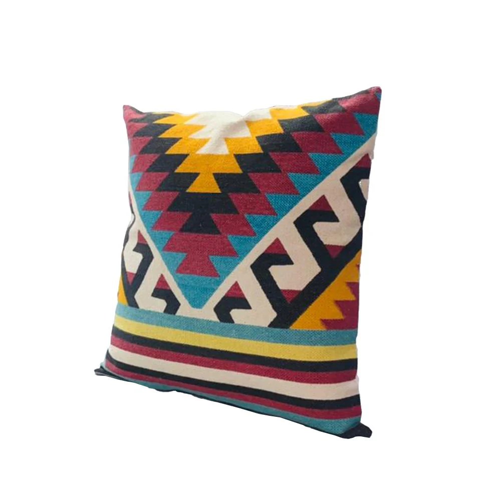 24x24 Cotton Throw Pillows, Aztec Geometric, Set of 2