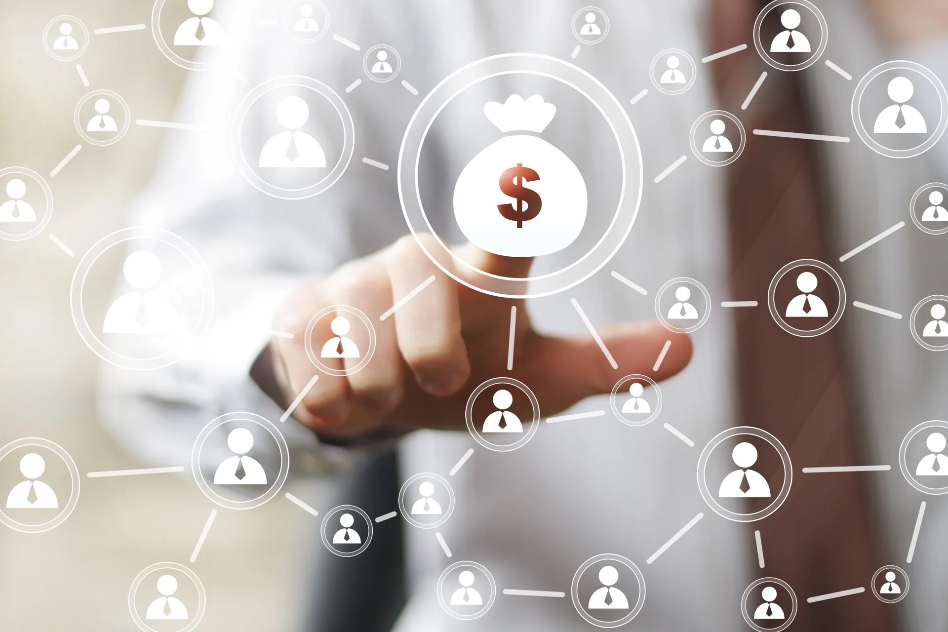 Conceptual illustration of connected people and digital payment services