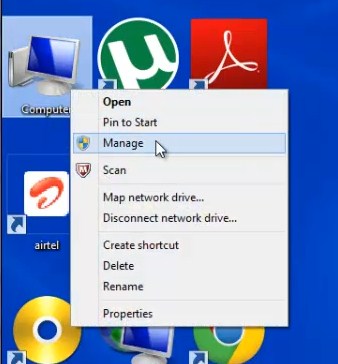 Open Computer Management - create hard disk partition in Windows 7 and WIndows 8
