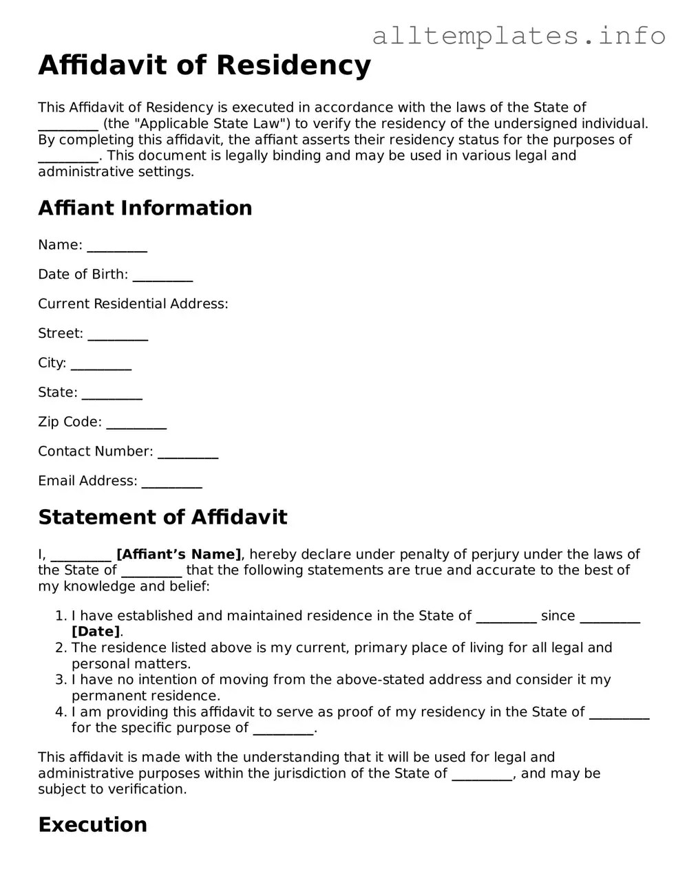 Free affidavit of residency template ᐈ simple pdf form