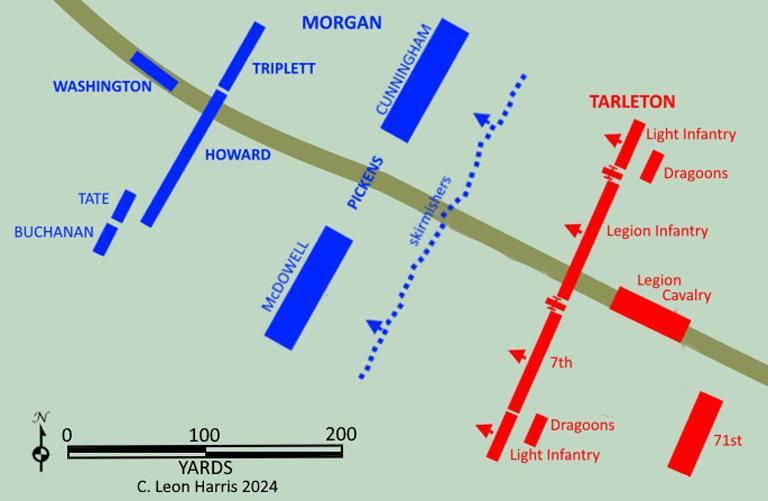 Morgan S Victory At The Cowpens Brilliant Tactics Or Fortunate Volley Map Harris Runyan.