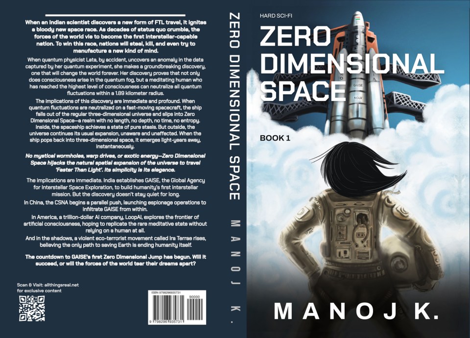 Zero dimensional space book cover with barcode