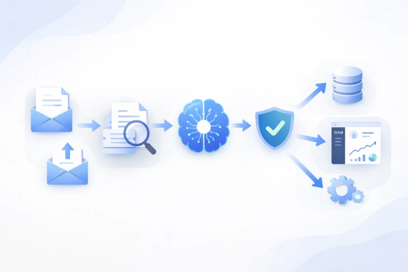 document processing pipeline showing OCR extraction validation and routing workflow