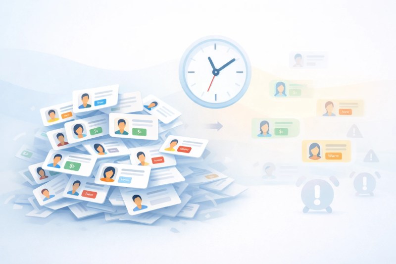 Disorganized leads piling up with delayed response representing inefficient manual lead prioritization