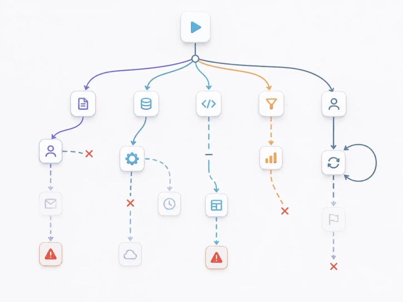MCP workflow inconsistency showing broken execution paths and diverging automation flows