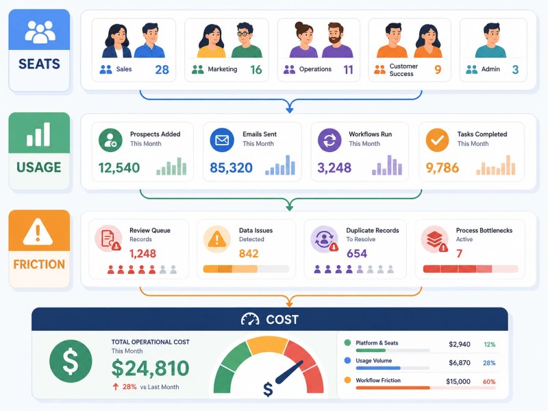 Apollo.io cost drivers including seats usage volume and workflow friction