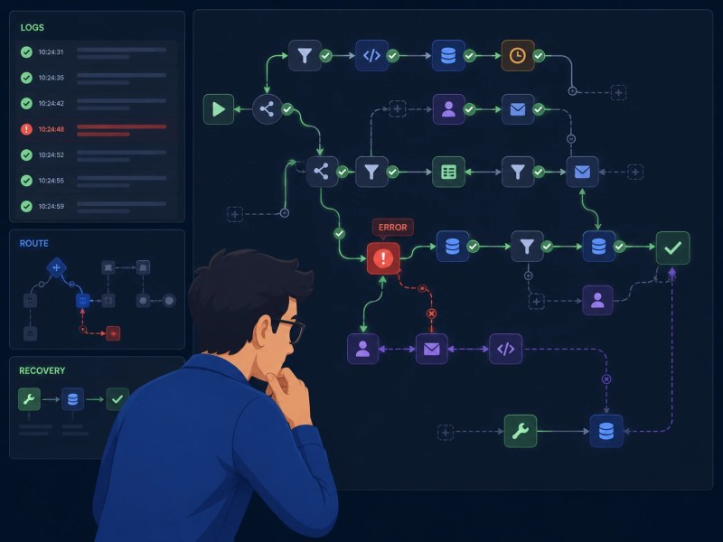 Managing complex Make automation workflows with debugging logs and error handling