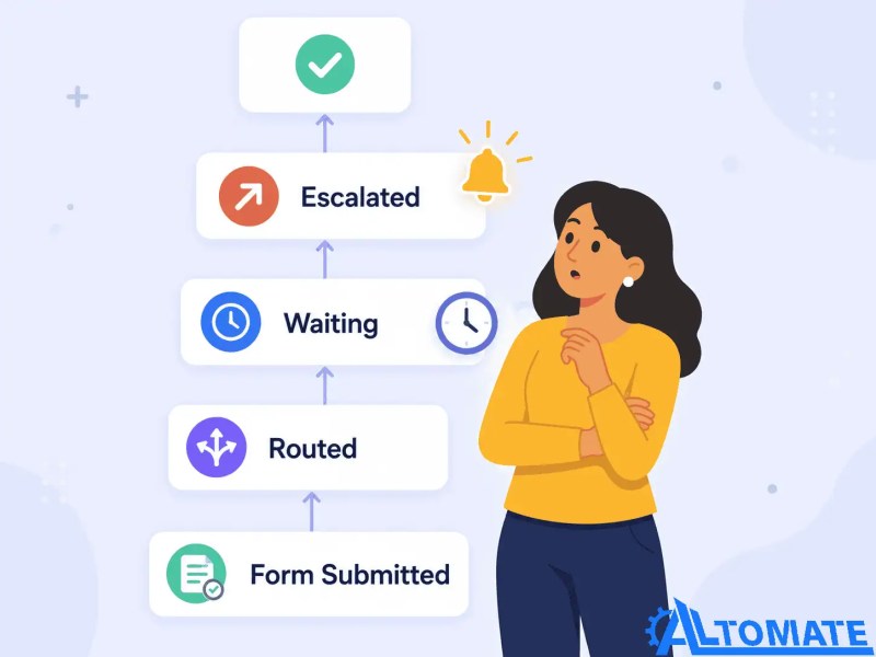 Approval routing workflow with wait state, escalation, and execution