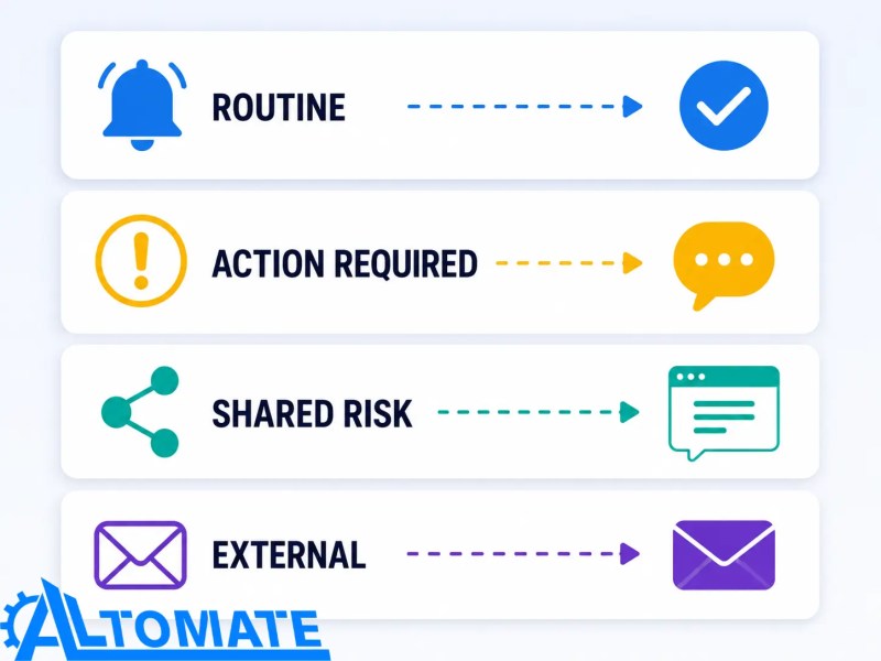 ClickUp alert delivery channel map matching routine awareness, required action, shared risk, and external communication