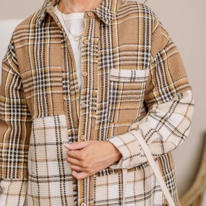 Andrea  "Waffle Plaid" Oversized Shacket Jacket