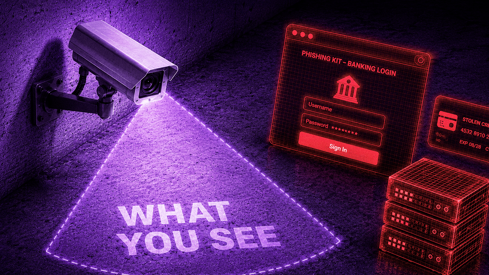 Dark web monitoring blind spot showing phishing kits, stolen credentials, and attack infrastructure outside the monitored field of view