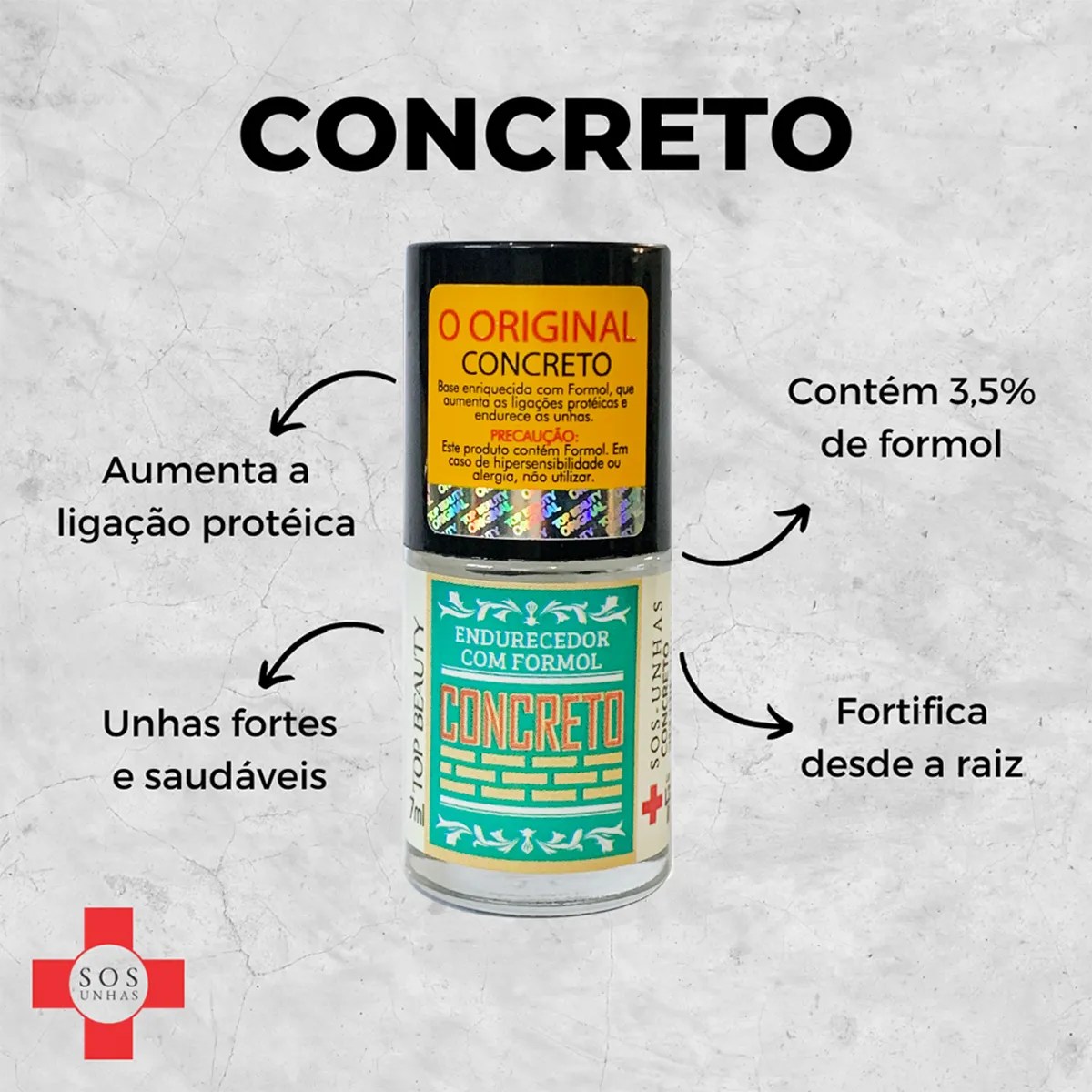 Base Concreto Top Beauty com indicação de endurecimento das unhas